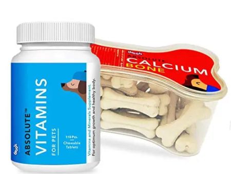 Drools Dog Supplements Combo of Vitamin Tablet - 110 Pcs and Calcium Bone Jar - 40 Pieces, 600g Discount