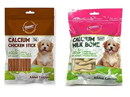 Gnawlers Chicken Sticks Dogs Stick with Calcium Milk Bone Combo | Dog Treat 270g Online Sale