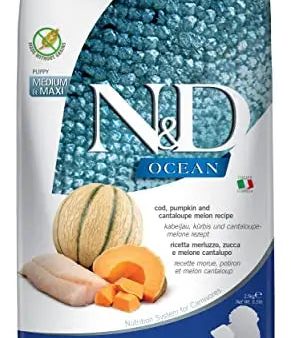 FARMINA N&D Ocean – COD Pumpkin & Cantaloupe Melon - Grain Free - Dog Dry Food - Puppy – Medium Maxi Breed (2.5kg) Fashion