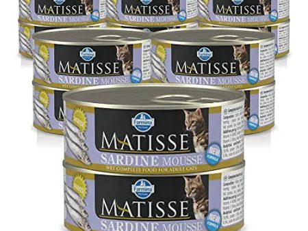 FARMINA Matisse CAT Mousse Sardine, Wet Food, Adult Cat, 12 Cans X 80 GMS Each For Sale