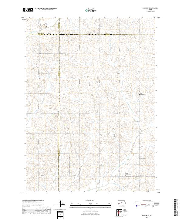 US Topo 7.5-minute map for Manning SE IA For Sale