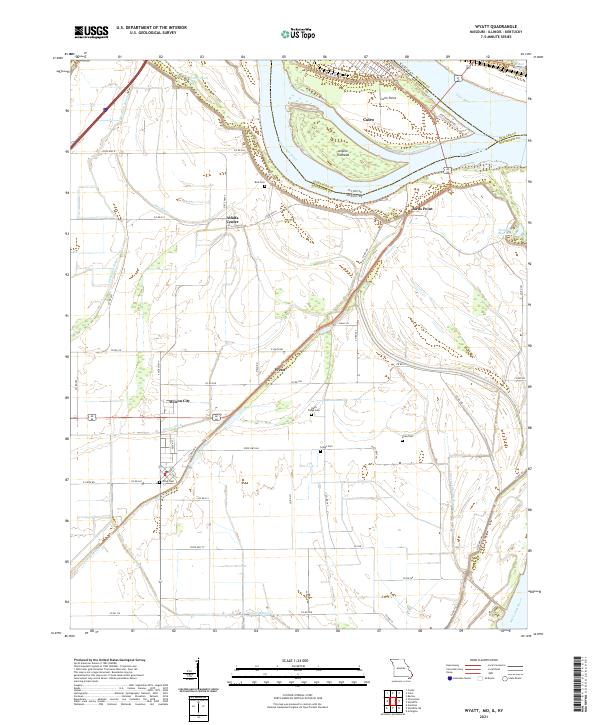 USGS US Topo 7.5-minute map for Wyatt MOILKY 2021 Online now