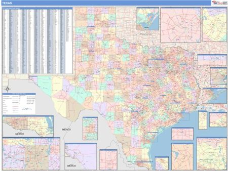 Colorcast Style Texas Wall Map by Market Maps Online