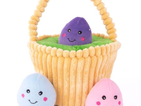 ZippyPaws Zippy Burrow Easter Basket with Eggs Plush Dog Toy Hot on Sale